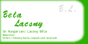 bela lacsny business card